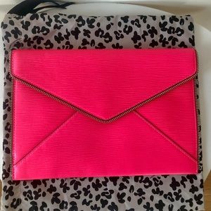 Rebecca Minkoff Barbie Neon Pink Leo envelope clutch